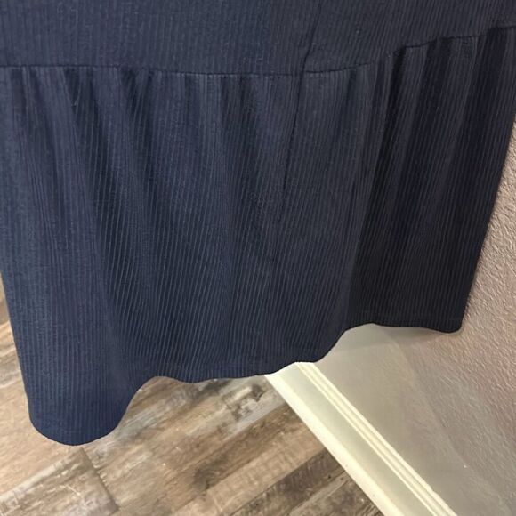 #480 n/t navy blue short sleeve ruffle hem dress size large - Picture 7 of 13